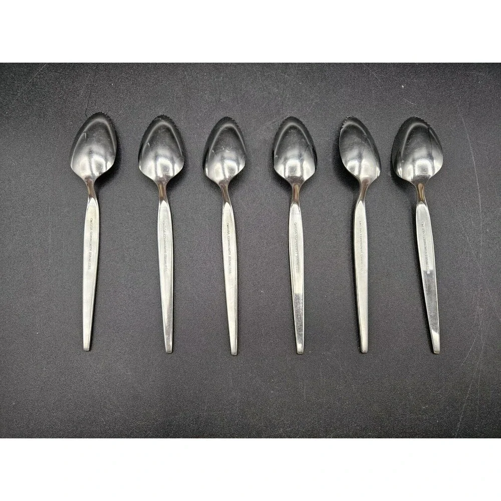 Oneida Community Satinique Older Style Fruit Melon Spoons Stainless Set Of 6